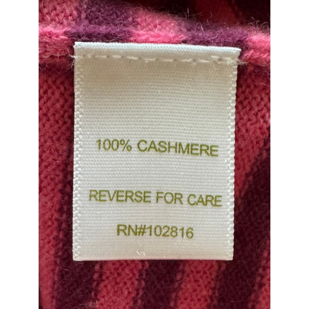 Garnet Hill 100% Cashmere Striped Scoop Neck Sweater Pink Purple Womens Large - Picture 8 of 8
